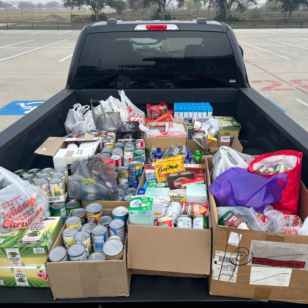 truck bed full of items for donation