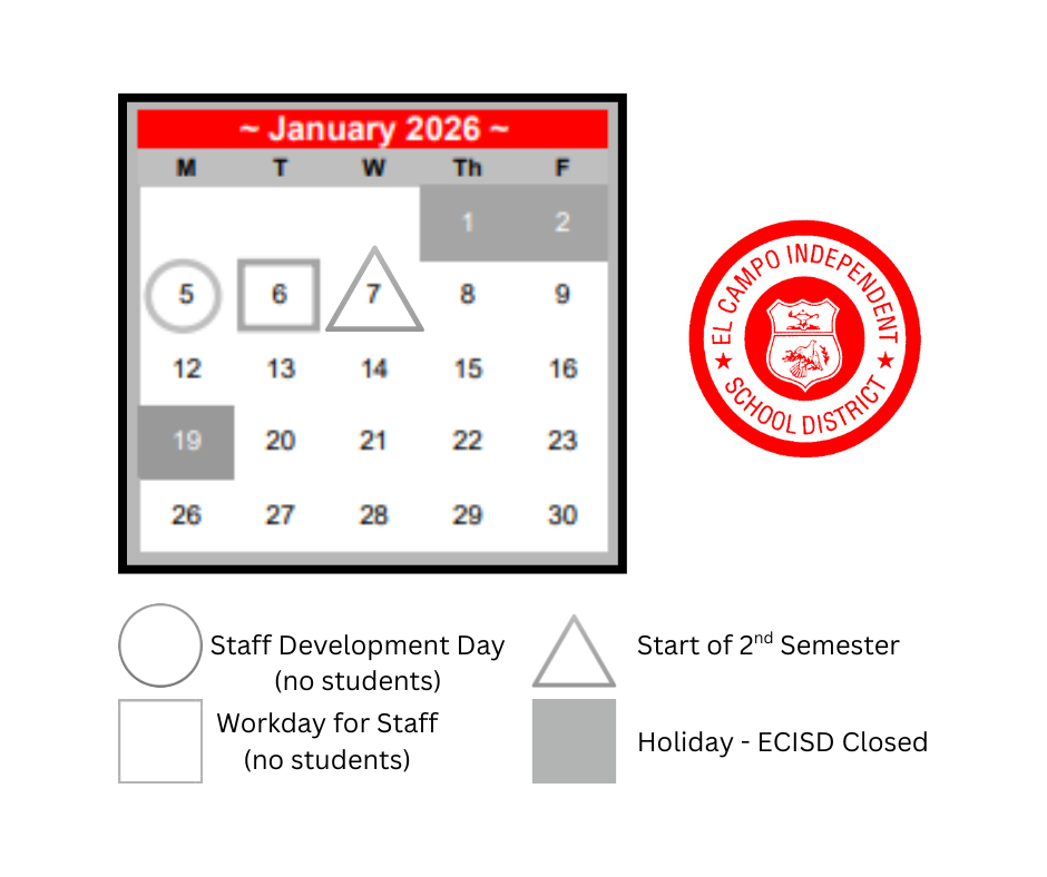 january calendar with important dates highlited