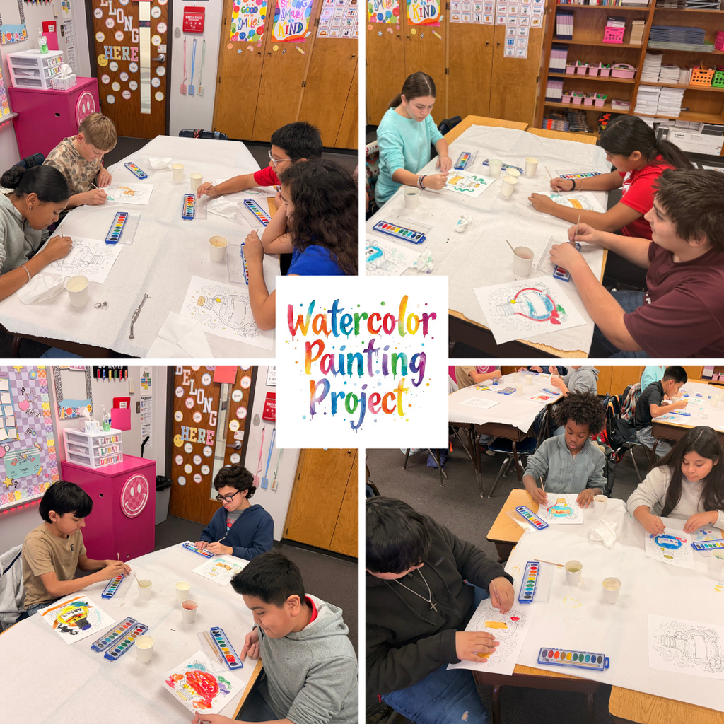 pictures of students using water colors to paint
