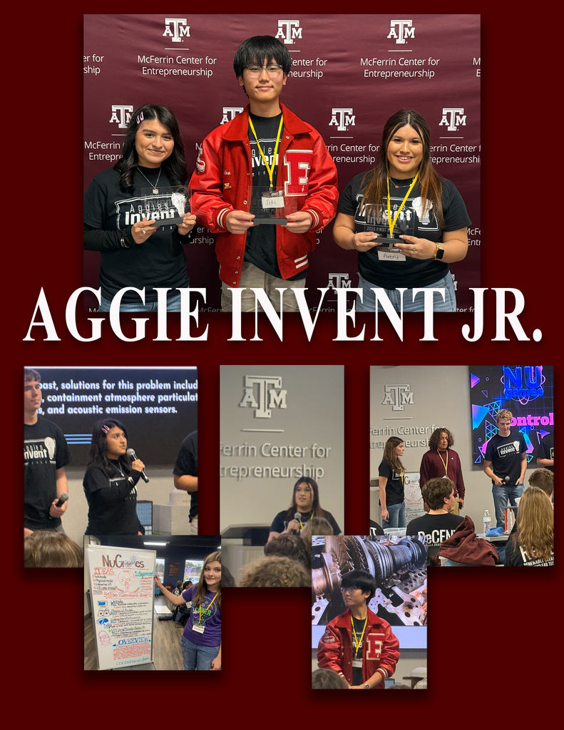 variety of pictures showing 3 students participating in the aggie invent