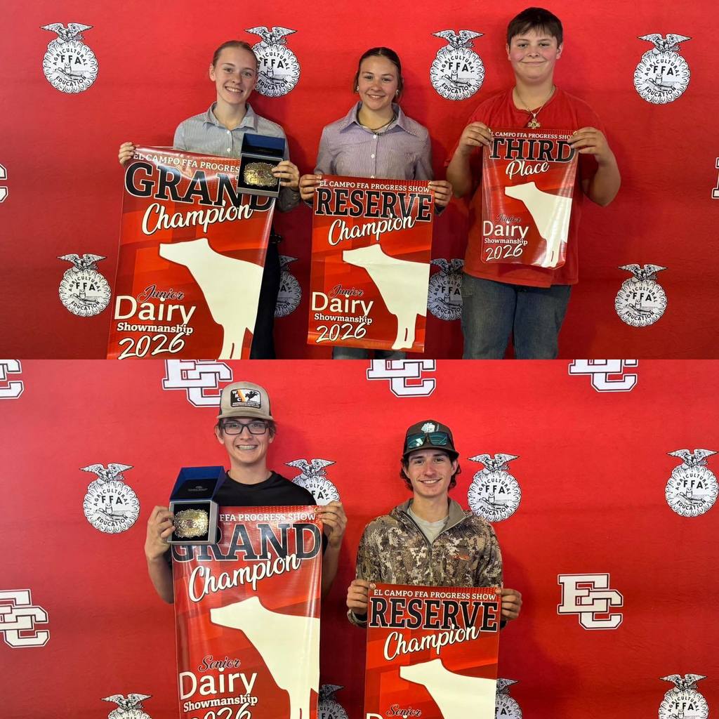 Jr. Dairy Showmanship, Addison Koudela, Kinlee Peikert, Casey Anderson;  Sr. Dairy Showmanship Levi Anderson, Landon Peikert