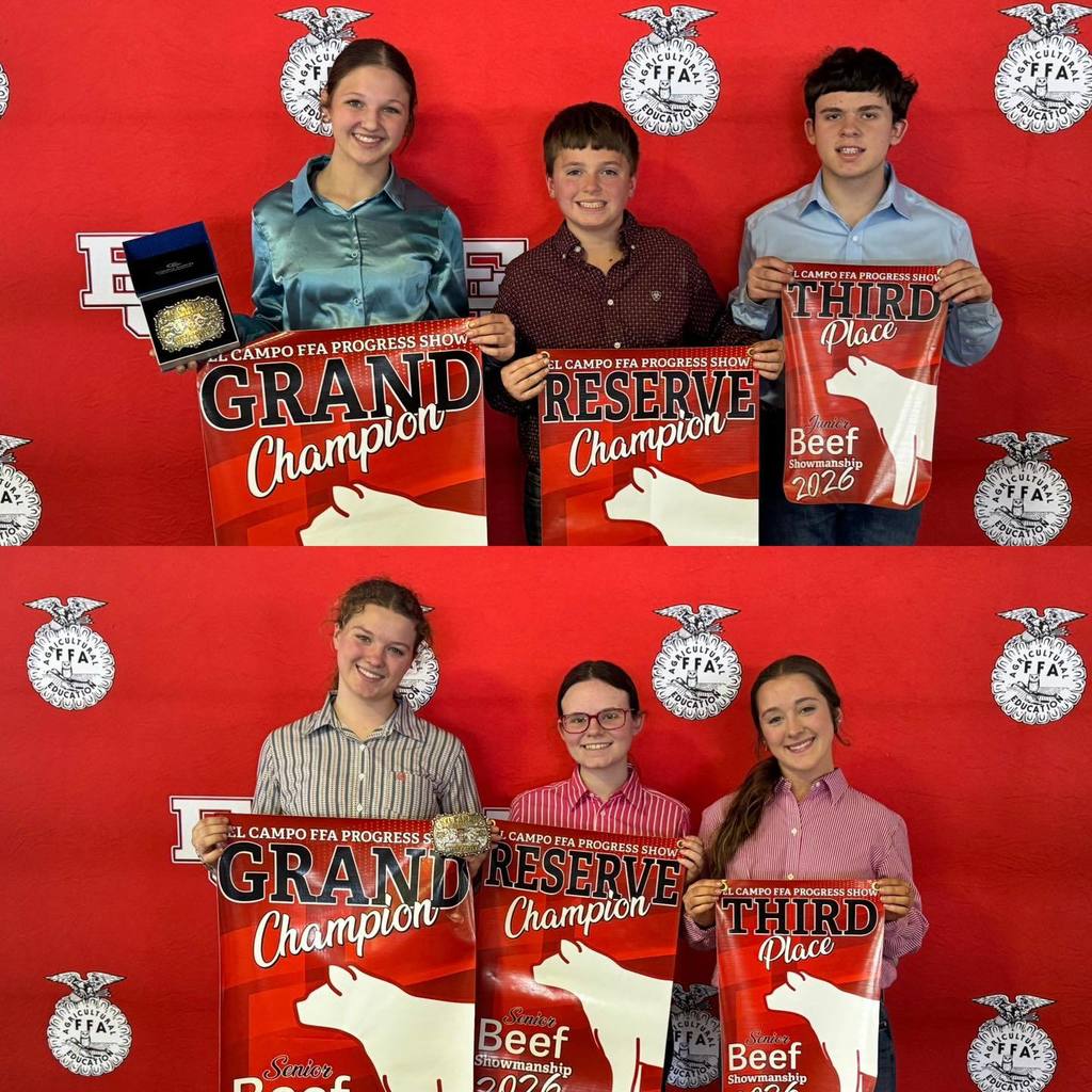Jr. Beef Showmanship Leopold, Vallet, Seymour; and Sr. Beef Showmanship Faith Cerny, L Seymour, Kasey Cerny
