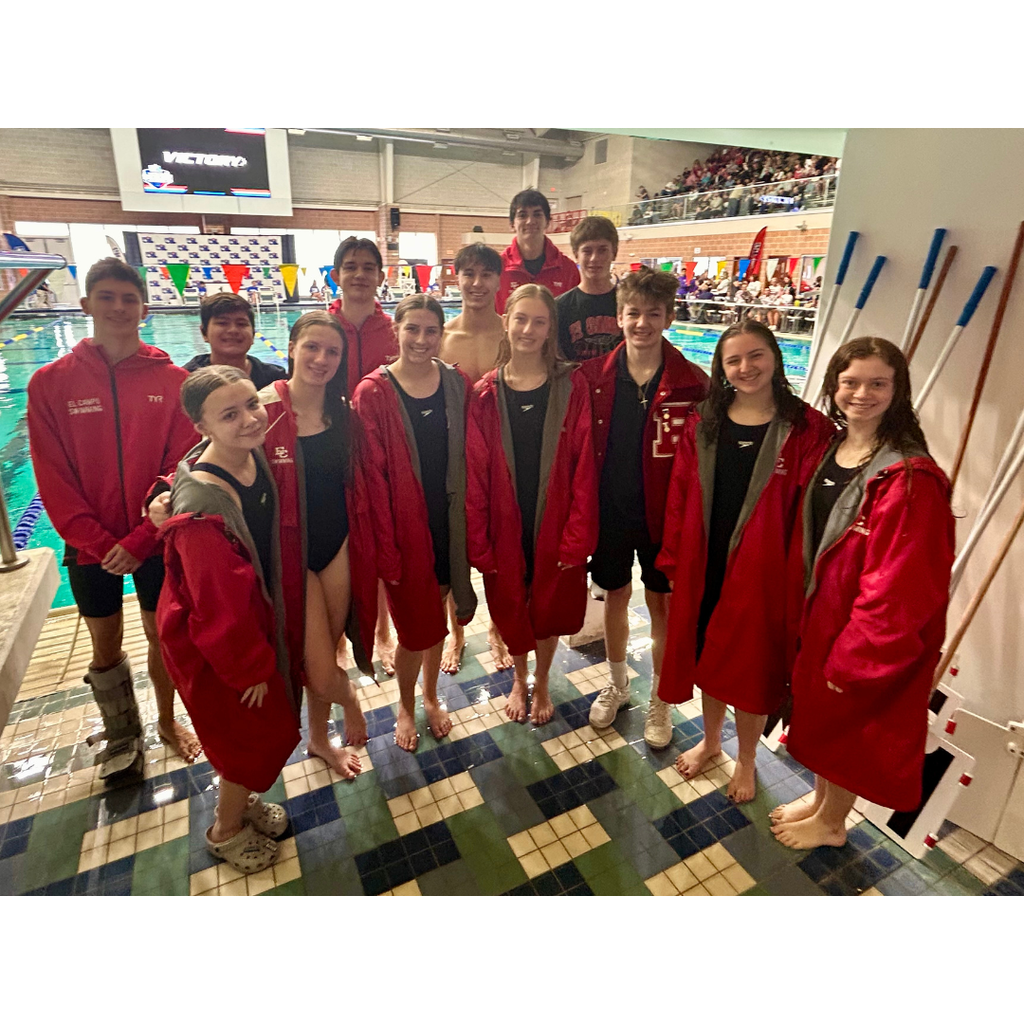 team picture by the pool