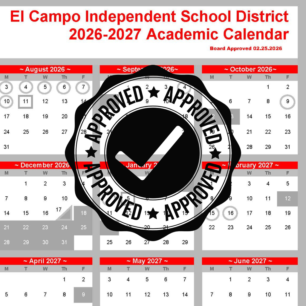 sample of the calendar with a stamp of approval laid over it