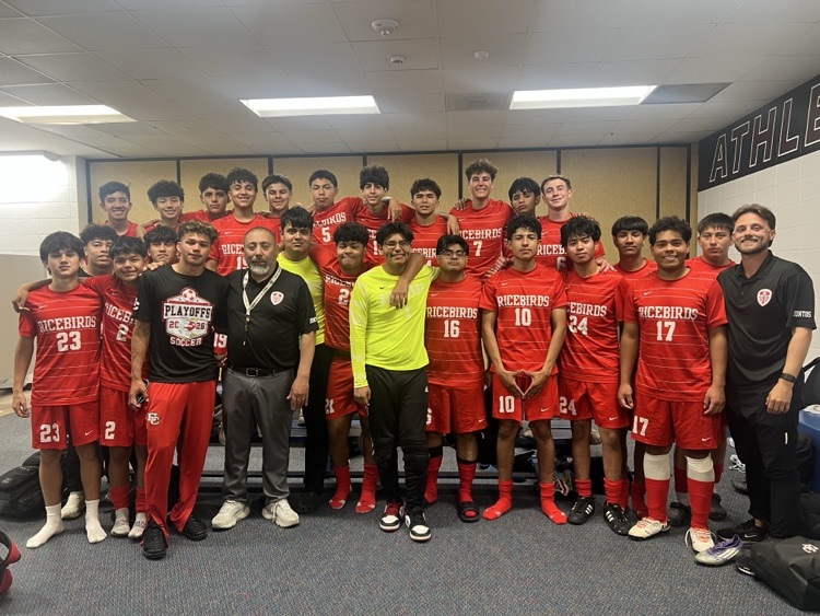 Soccer team in the locker room before the playoff game