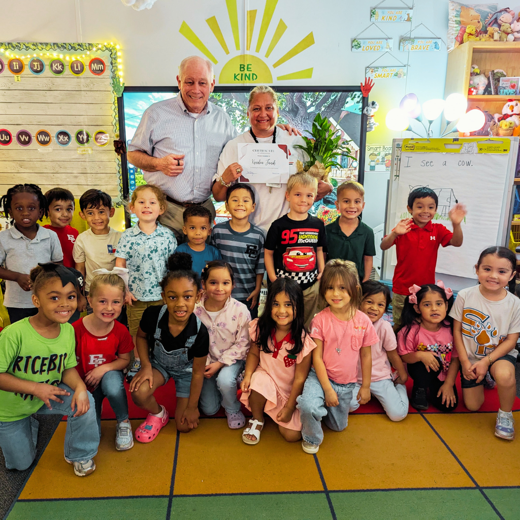 kendra with bob and students