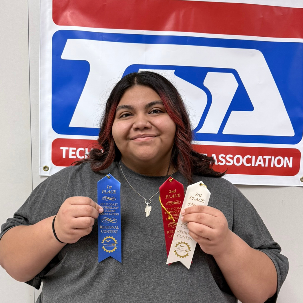 girl holding 3 ribbons