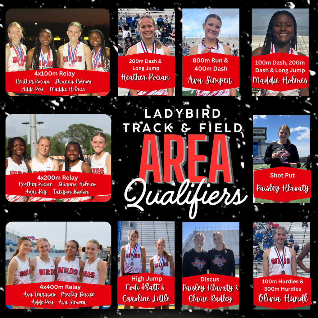 collage of ladybird track and field area qualifiers