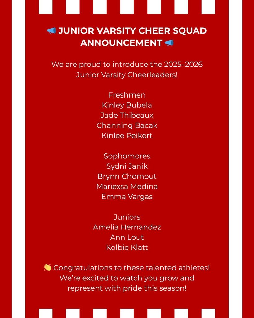 List of JV names who made cheerleader