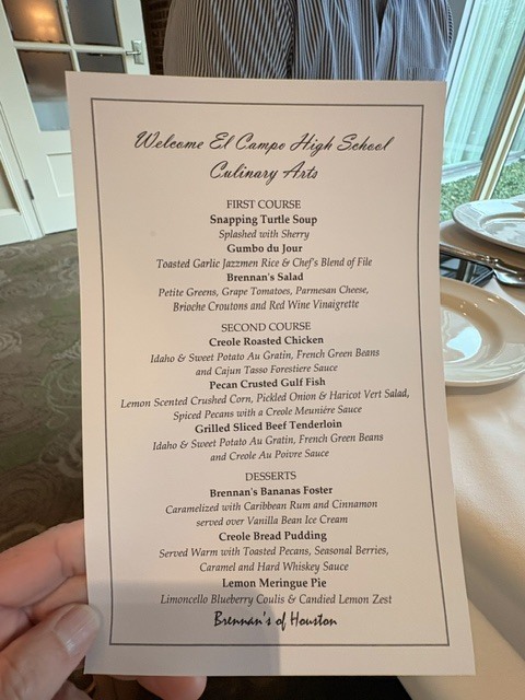 menu for the students