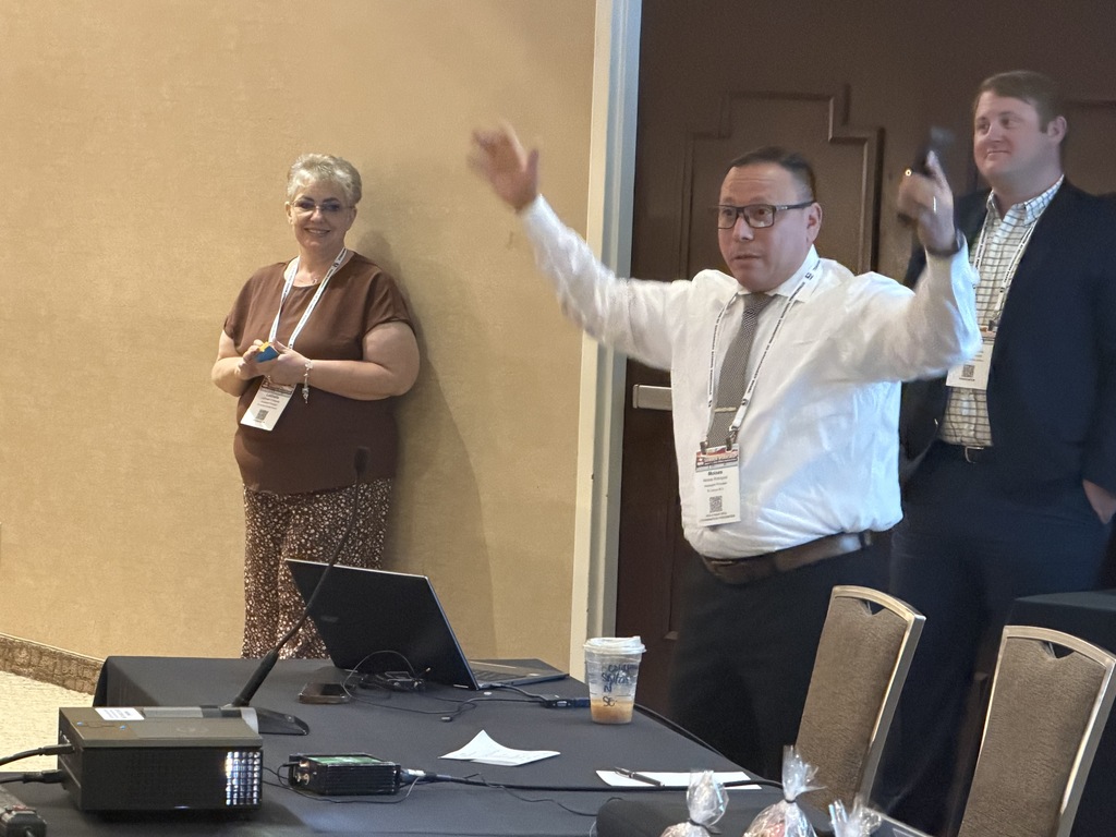 moises rodriguez being animated during presentation