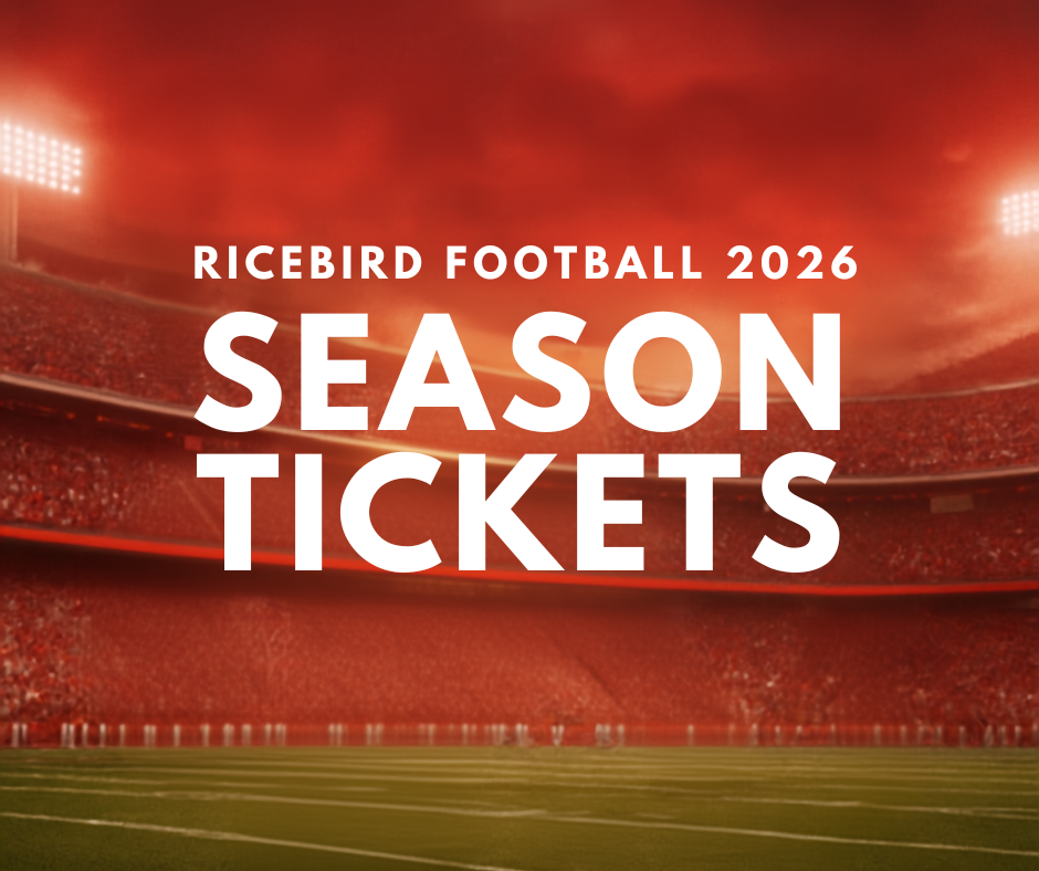 ricebird football season tickets in bold with stadium in background