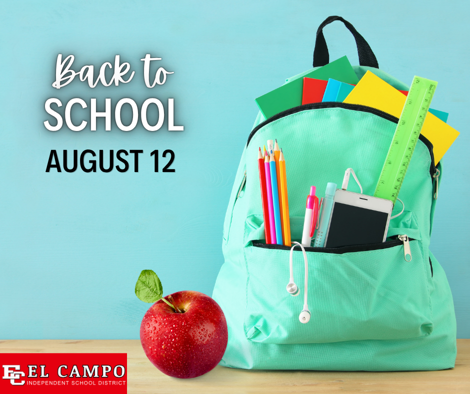 back to school august 12 with a backpack and apple