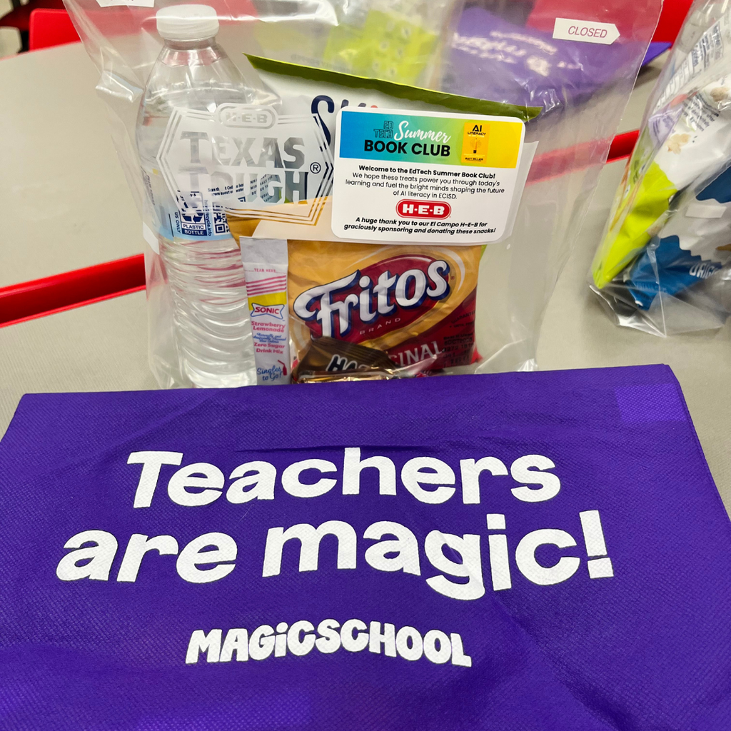 goodie bag with t-shirt that says "teachers are magic!"