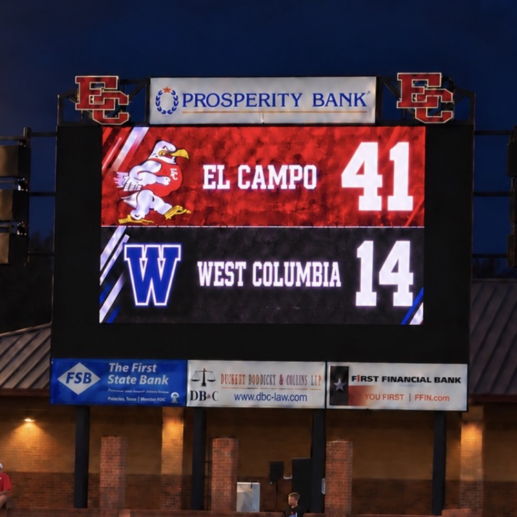 El Campo 41 W. Columbia 14 on the scoreboard