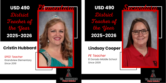 USD 490 District Teachers of the Year Cristin Hubbard and Lindsay Cooper
