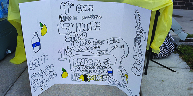Blackmore fourth grade lemonade stand sign