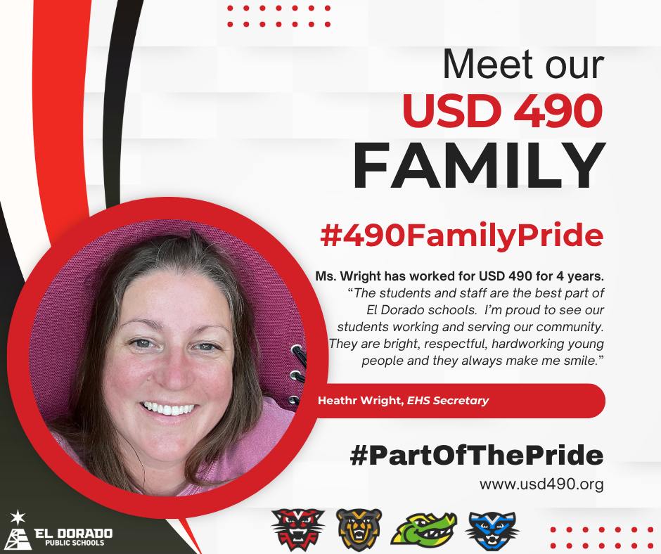 Meet our USD 490 Family member Heather Wright, EHS Secretary