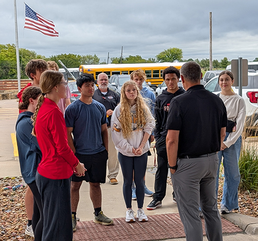 Fall Homecoming candidates with Flinthills Services Director Miles Harvey and EHS Science Teacher Todd Miller