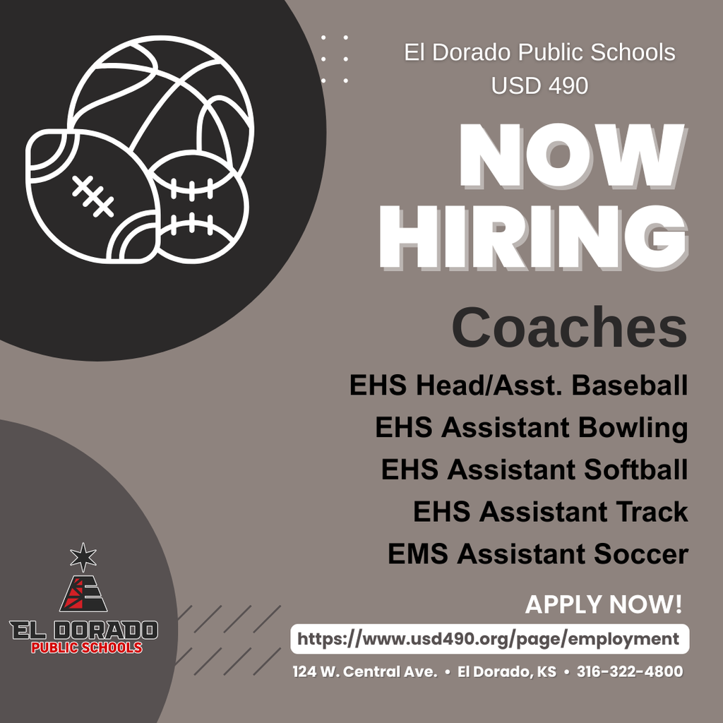 Now Hiring Coaches: Head and Assistant baseball, assistant bowling, assistant softball, assistant track and middle school assistant soccer Apply online.