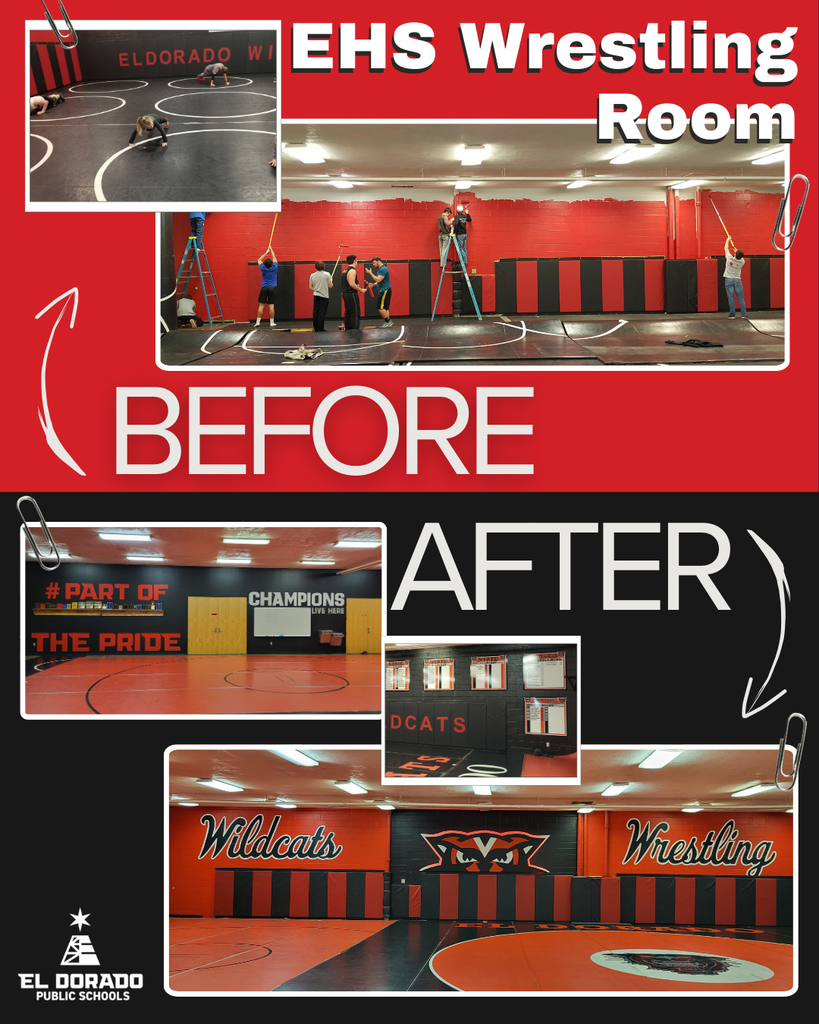 before and after photos of the EHS wrestling room update