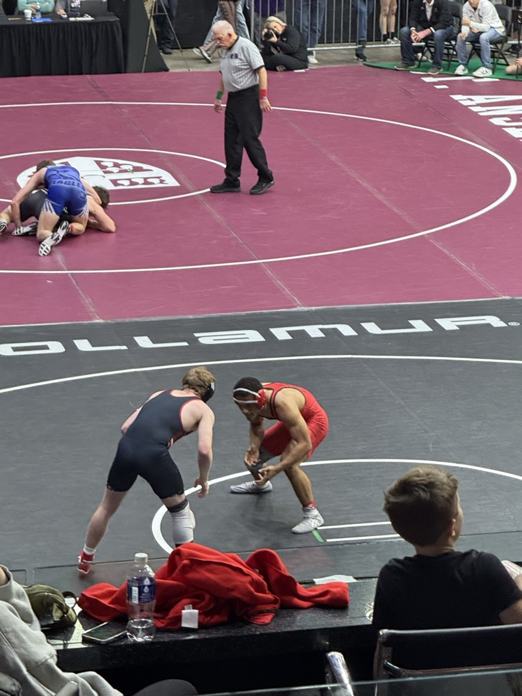 two boys wrestling at the state tournament