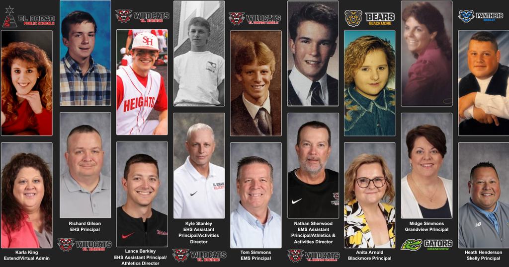 photos of high schoolers from yesterday's post matched to the current photo of our principals with name, title, and school information