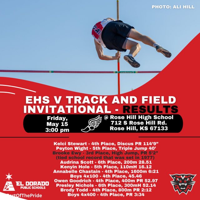 EHS track competed at Rose Hill on May 15