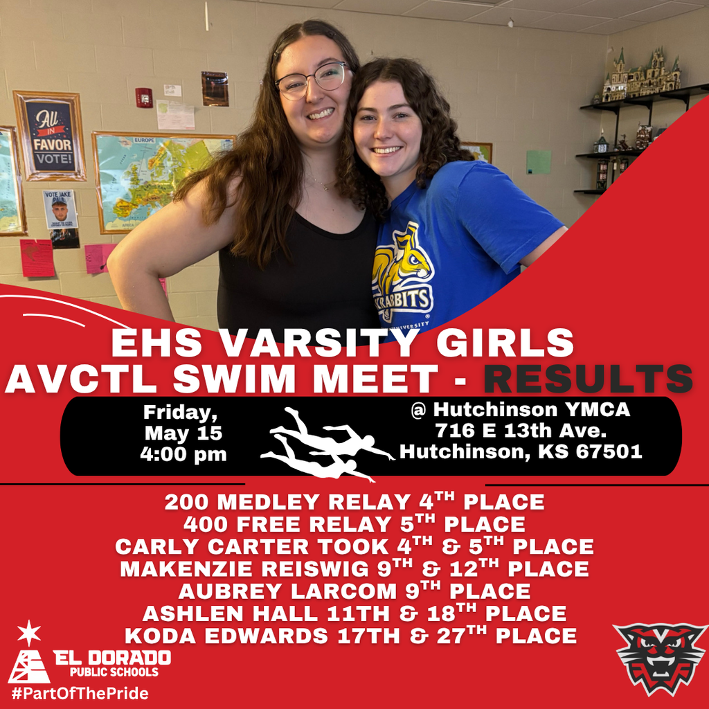 EHS girls swimmers place at AVCTL meet in Hutchinson on May 15
