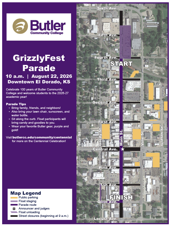 map of the GrizzlyFest parade route and tips for enjoying the parade