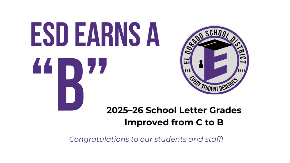 ESD EARNS A B LETTER GRADE MOVING FROM A C TO A B IN THE 2025-26 SCHOOL YEAR!