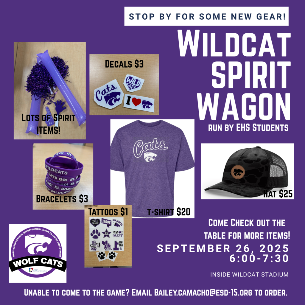 new wildcat items for sale at friday night's home game!