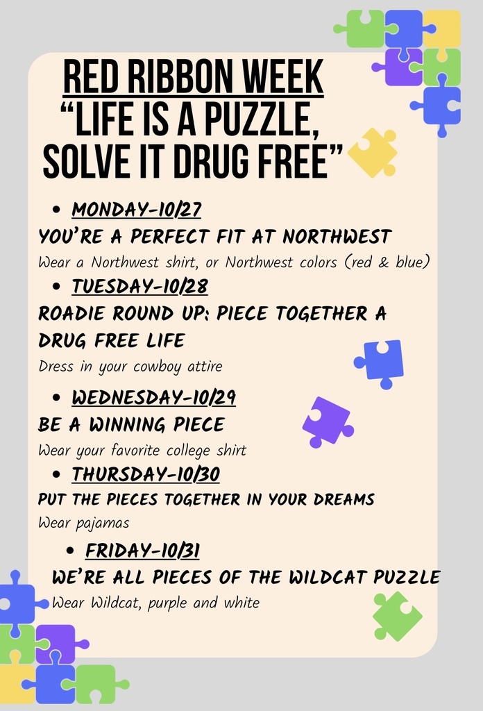 Dress up days for Red Ribbon Week