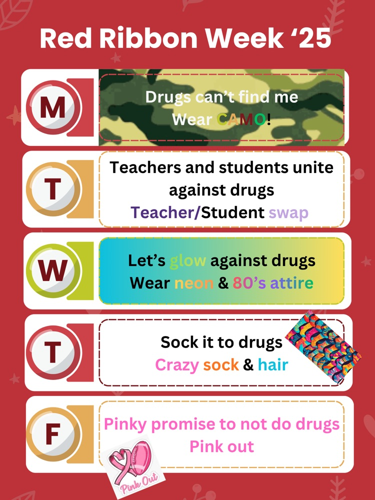 Red Ribbon Week Dress Up Schedule