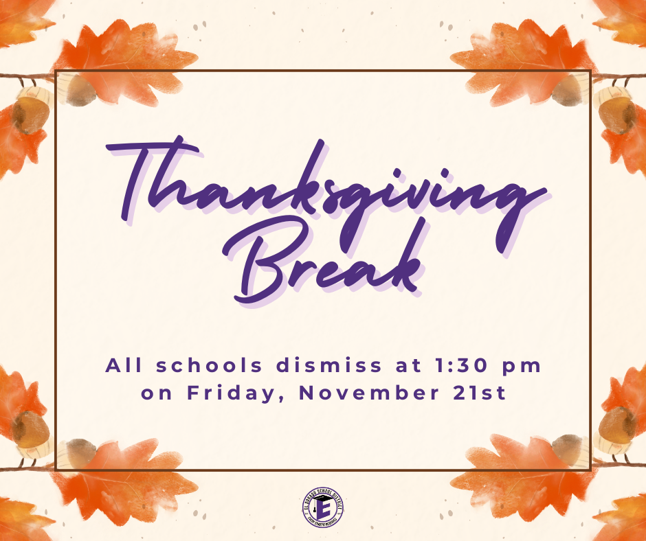 thanksgiving break early dismissal at 1:30pm
