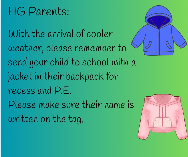 please put a jacket in your students backpack