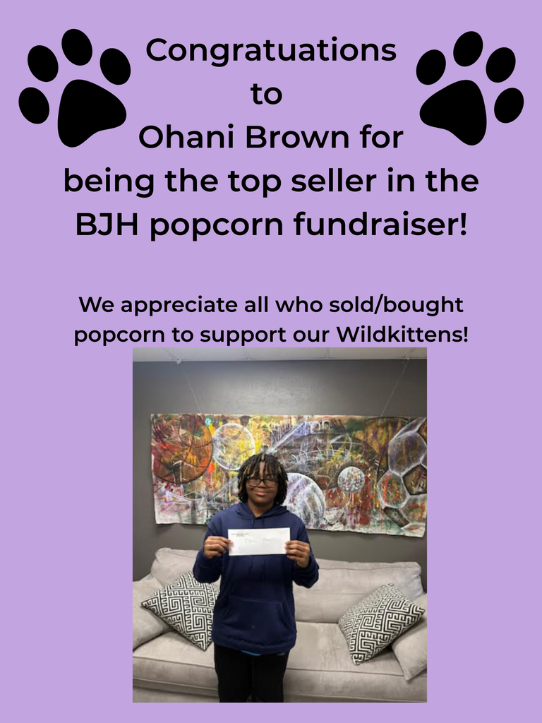 Ohani Brown was the top popcorn seller in our fundraiser!