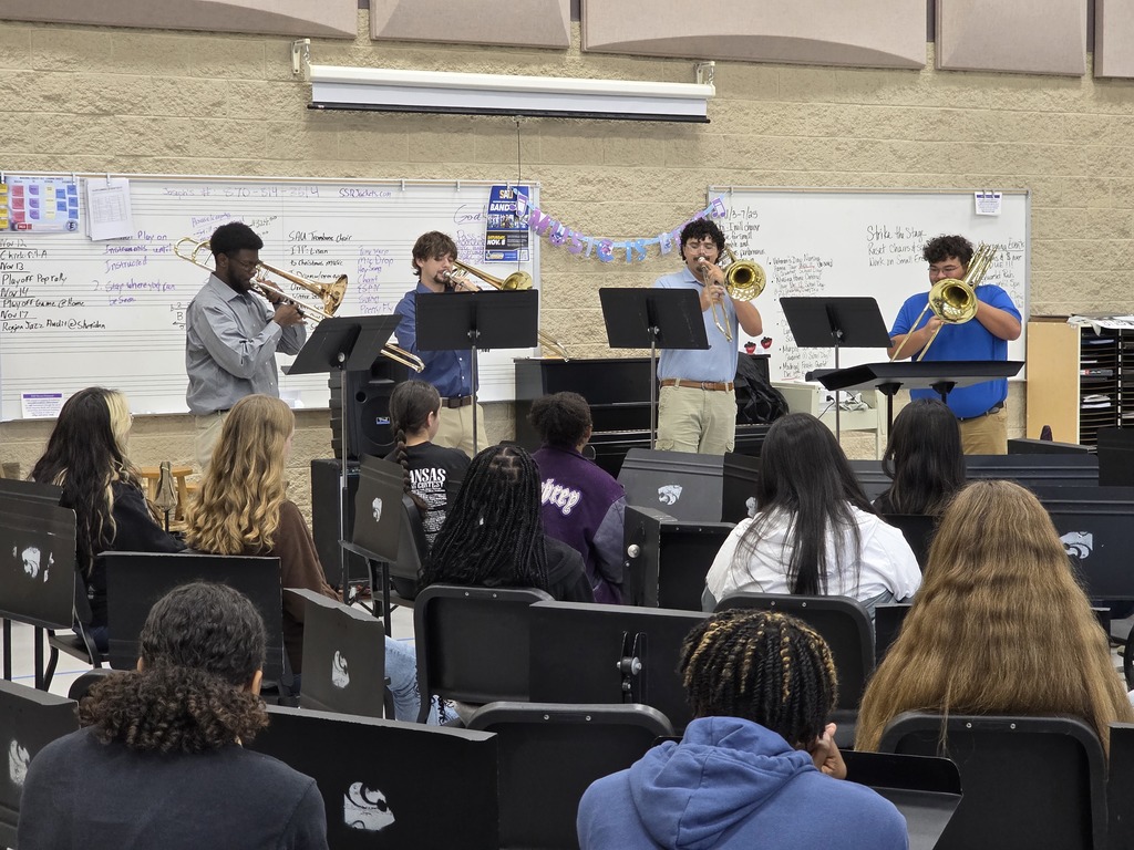 south arkansas university trombone quartet plays for EHS Band this week!