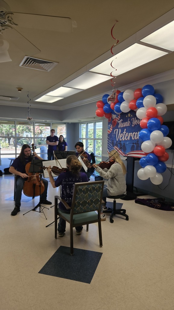 Our string students prepared small ensembles (quartets and trios) of patriotic music and toured the nursing homes in El Dorado to say "Thank You" to their veterans. It was a good day of community outreach. 