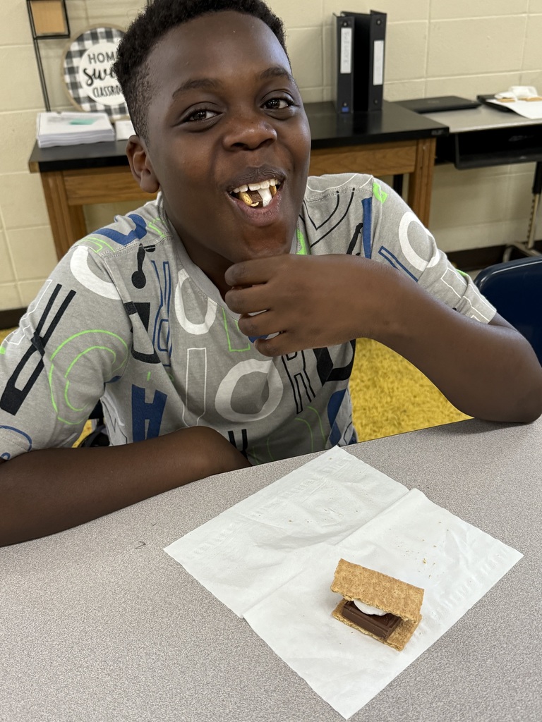 Student eating smores
