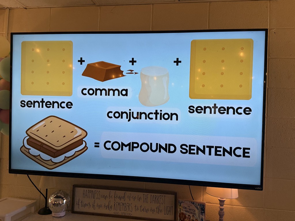 sentence + comma + conjunction + sentence = compound sentence
