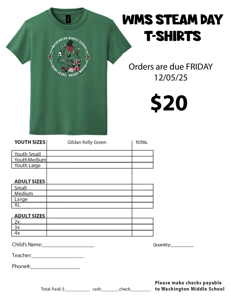 Order Form for steam week tshirt