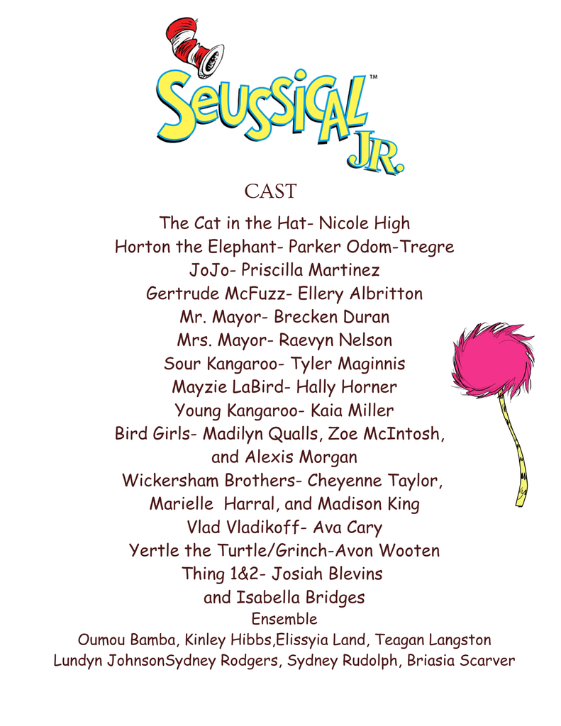 Cast of Seussical Jr play