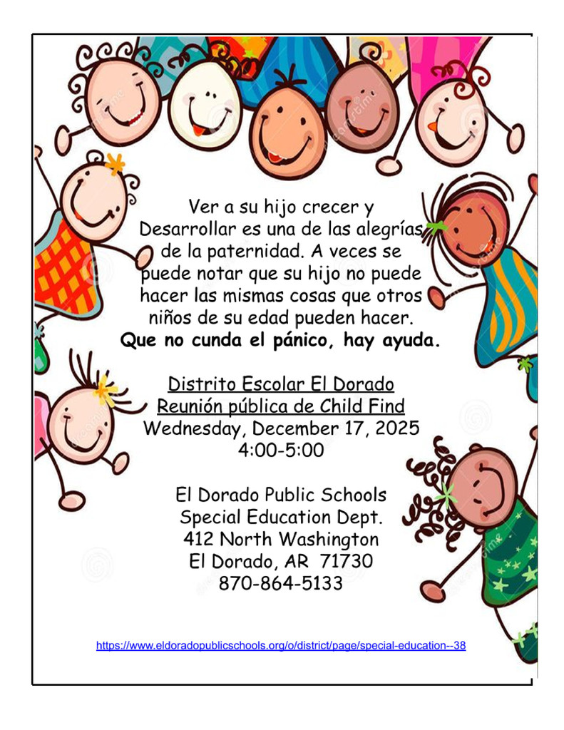 Reunión de Child Find – 17 de diciembre de 4:00 a 5:00 p. m.