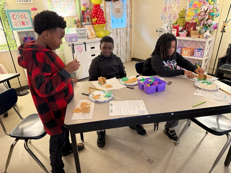 students and gingerbread houses