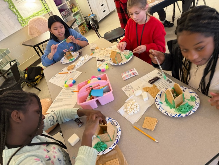 students and gingerbread houses