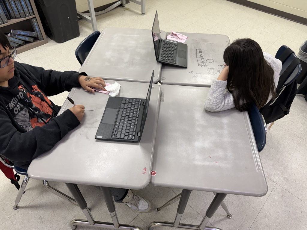 Students working on tables