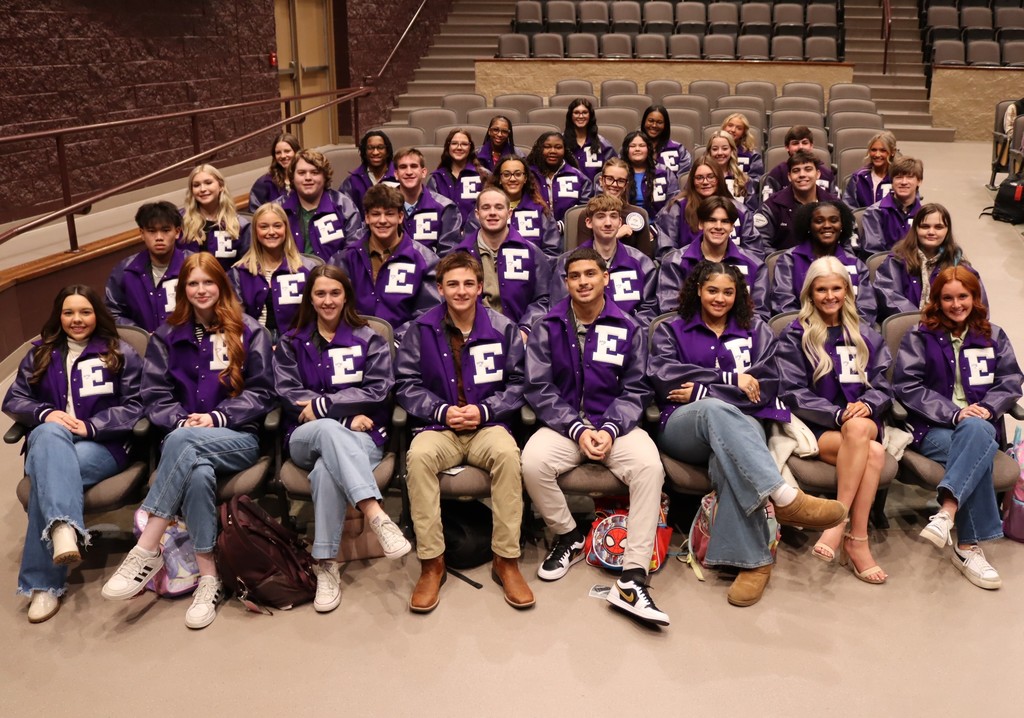 EHS STUDENTS PICTURED WEARING NEW AVADEMIC LETTERMAN JACKETS