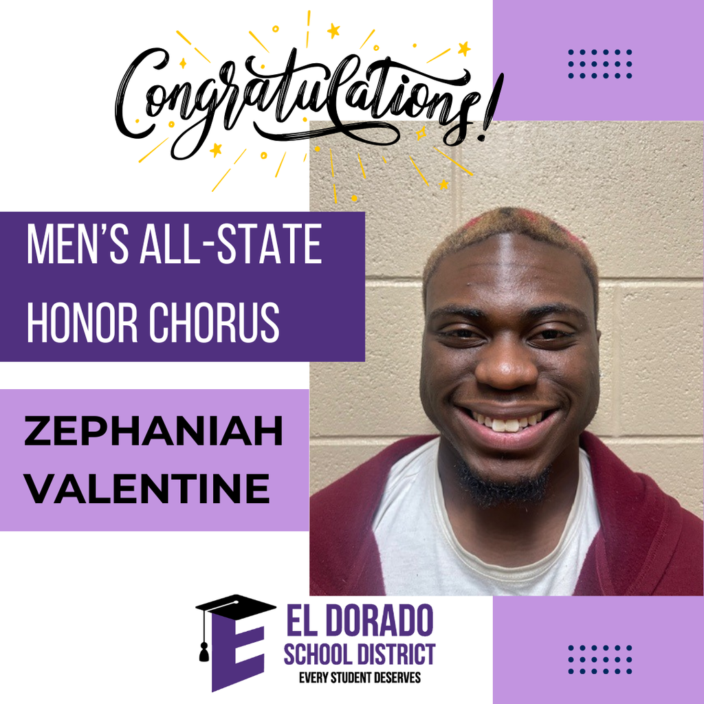 🎶 Congratulations to Zephaniah Valentine on earning a spot in the Men’s All-State Honor Chorus!  Zeph is truly one of the top student vocalists in the state of Arkansas, and we are incredibly proud of his achievement. We also want to recognize all of our student musicians who auditioned for the Arkansas All-State Honor Choirs today—just earning an audition is an honor in itself.  Go Choir Cats! 🐾🎶