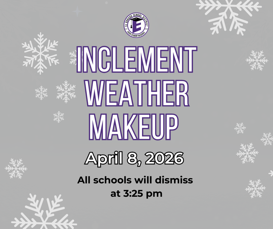 inclement weather makeup reminder - all schools will dismiss at 3:25pm on wednesday april 8th.